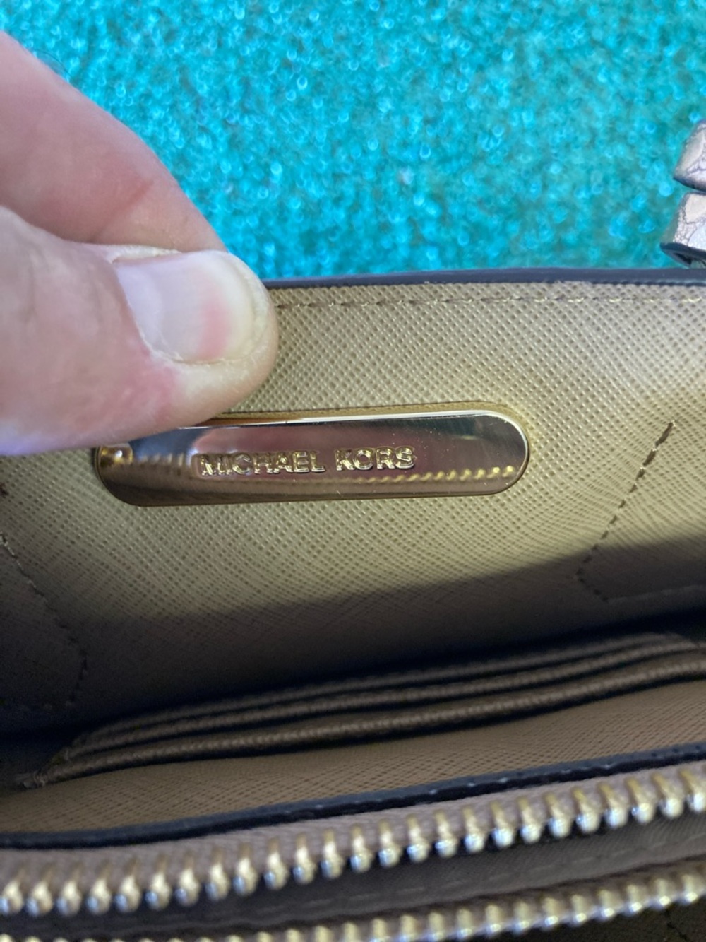 Michael Kors Gold and Brown Snakeskin-Print Satchel (OKPM-04-058) - Picture 11 of 11